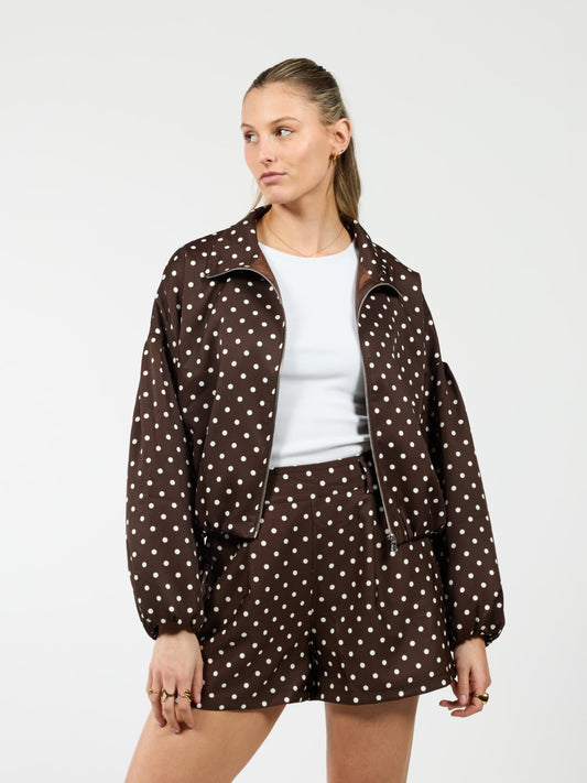 Ava Polkadot jacket | Dark brown | Tall