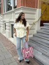 Canvas Bag | Pink Brown Striped | The Wildflower Club