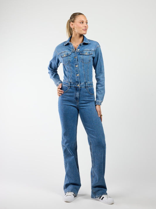 Zoë Denim Jumpsuit | Straight leg | Stretch | Dark blue | Tall