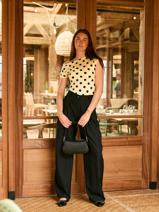 Ella | Wide leg pleated trousers | Black | Tall