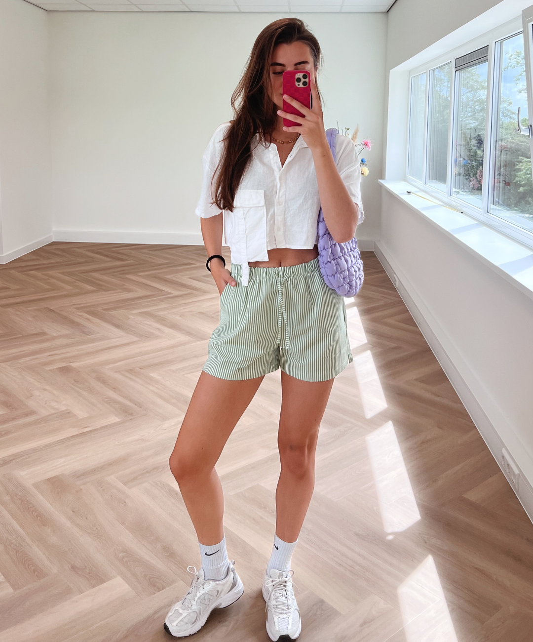 Lize shorts | Green striped | Tall