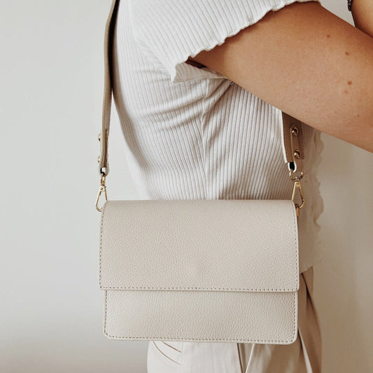 leren basis tas beige