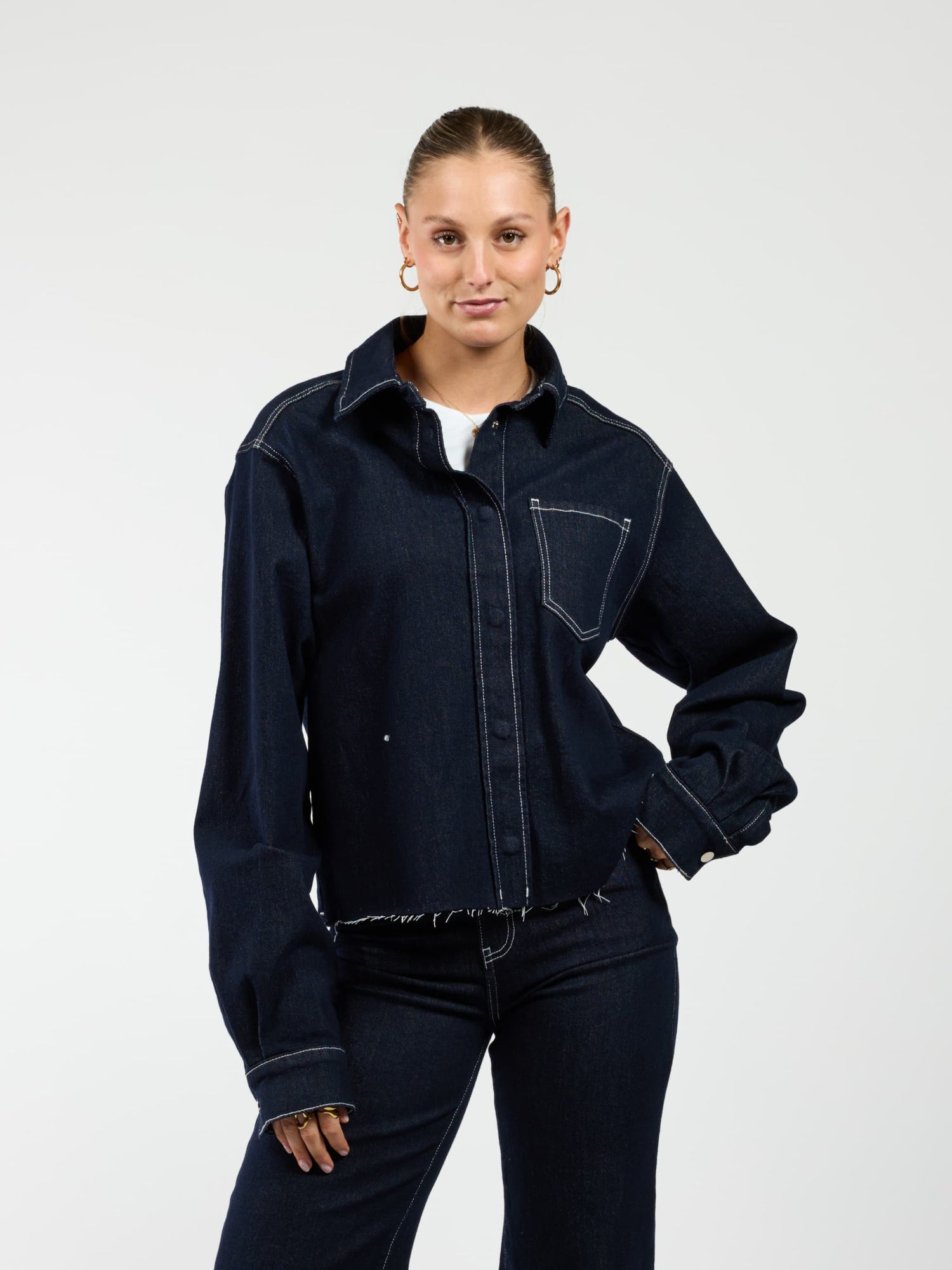 Indy | Co-ord | Denim jacket | Navy blue | Stretch | Tall