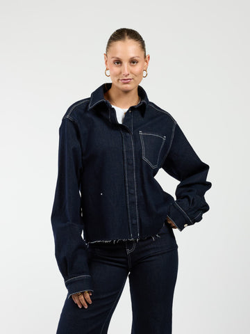 Indy | Co-ord | Denim jacket | Navy blue | Stretch | Tall