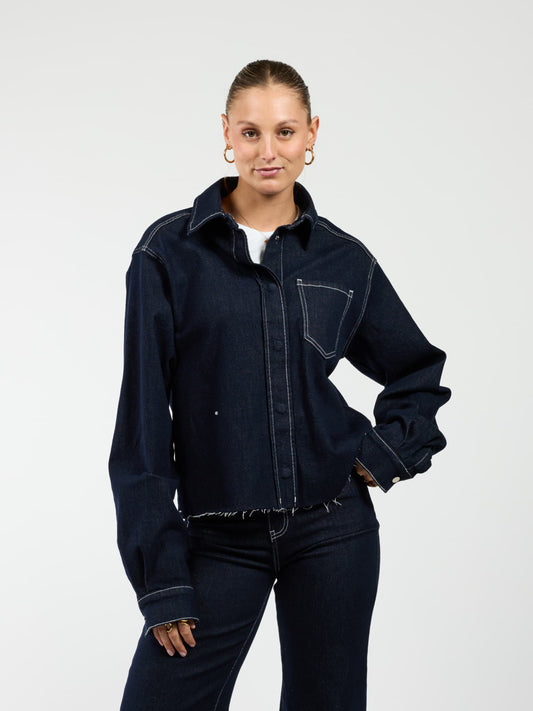Indy | Co-ord | Denim jacket | Navy blue | Stretch | Tall