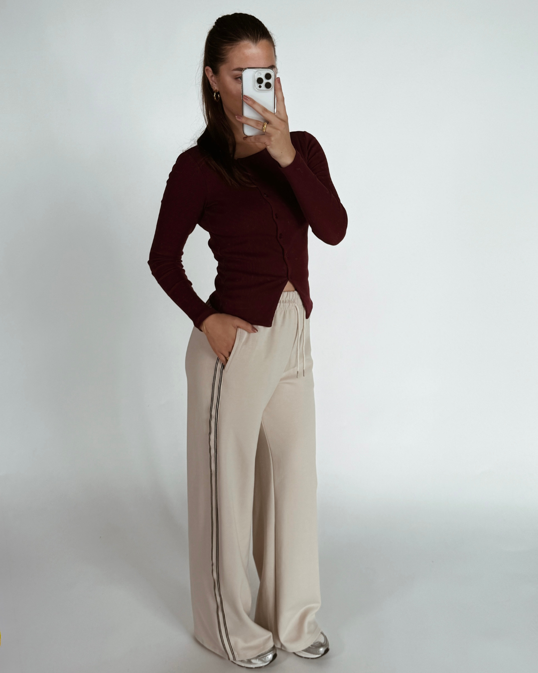 Izzy pants | Beige with stripe | Tall