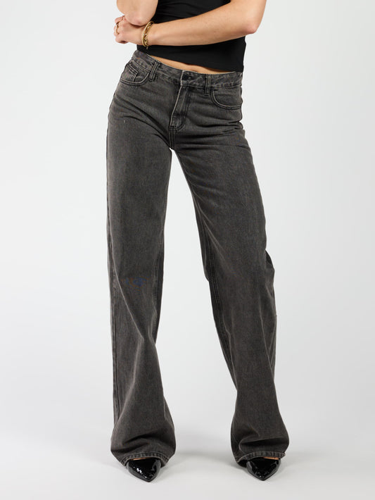 Jade Super Wide Leg Jeans | Mid waist | Dark gray |