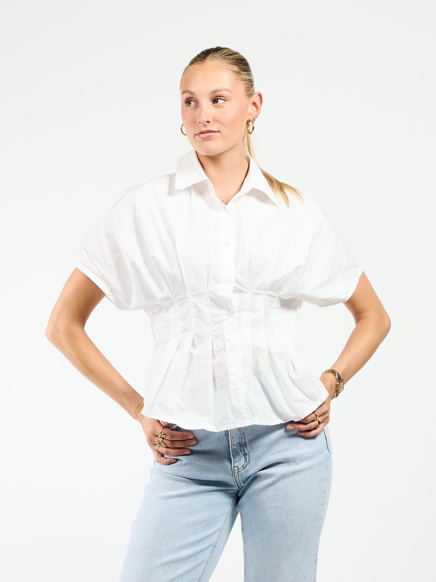 Leela Fitted Blouse | White | Tall