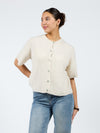 Lena Knitted Cardigan with Buttons | Cream | Tall