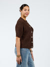 Lena Knitted Cardigan with Buttons | Brown | Tall
