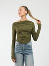 Lieke off-shoulder top | Tall | Olive