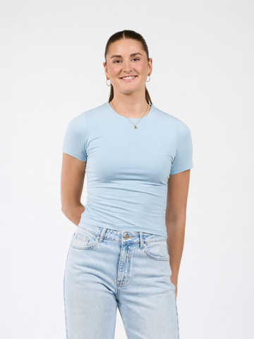 Liza short sleeve top | Light Blue | Tall
