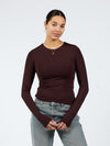 Liza long-sleeved top | Tall | Dark brown