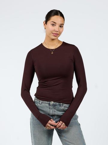 Liza long-sleeved top | Tall | Dark brown