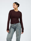 Liza long-sleeved top | Tall | Dark brown