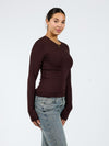 Liza long-sleeved top | Tall | Dark brown