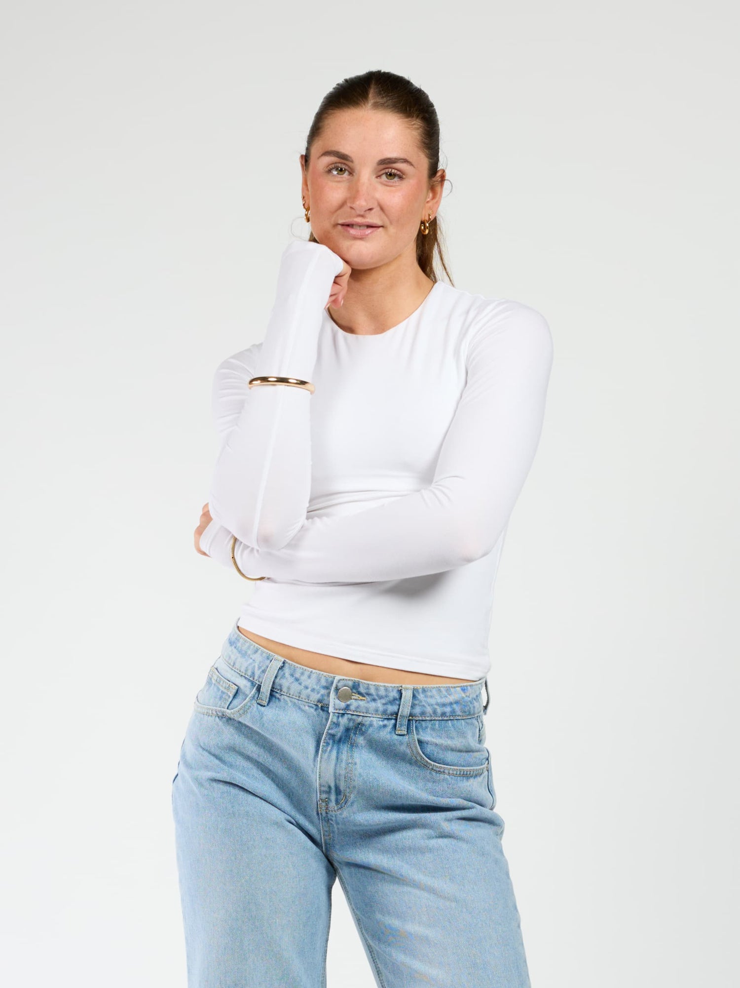 Liza long sleeve top | White | Tall
