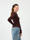Liza long sleeve top | Dark brown | Tall