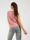 Lola Knitted Button-Up Spencer | White red striped | Tall