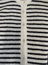 Lola Knitted Spencer with Buttons | Black and White Striped | Tall