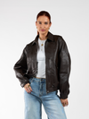 Loua leather jacket | Brown | Tall