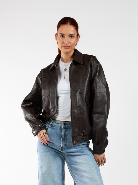Loua leather jacket | Brown | Tall
