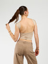 Lucie top open back | Short sleeve | Beige | Tall
