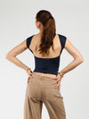 Lucie top open back | Short sleeve | Navy | Tall