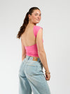 Lucie top open back | Short sleeve | Pink | Tall