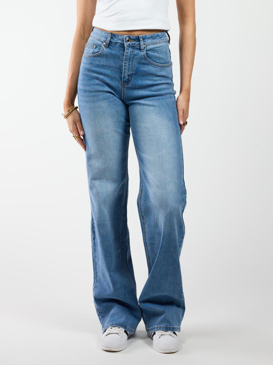 Maddy Wide Leg Jeans | Blue | Stretch | Tall