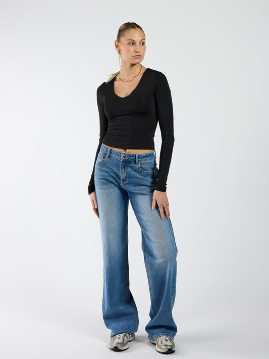 Maddy Wide Leg Jeans | Blue | Stretch | Tall