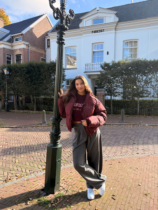 Mara Cropped Puffer Jack | Bordeaux | Tall