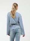 Nine Tee | Flared Sleeve | Striped White Blue | Tall