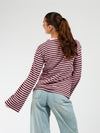 Nine Tee | Flared sleeve | Striped pink brown | Tall