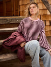 Nine Tee | Flared sleeve | Striped pink brown | Tall