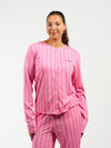 Nora pyjama top | Co-ord set | Pink striped | Tall
