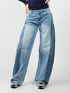 Olivia Balloon Jeans | Mid-waist | Mixed denim | Blue | Tall