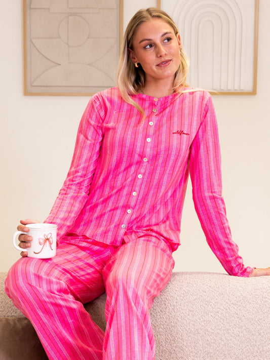Nora pajama pants | Co-ord set | Pink striped | Tall