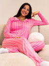 Nora pyjama top | Co-ord set | Pink striped | Tall