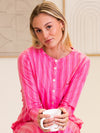 Nora pyjama top | Co-ord set | Pink striped | Tall