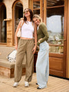Roxy | Mid Waist Super Wide Leg Jeans | Light Blue | Stretch | Tall