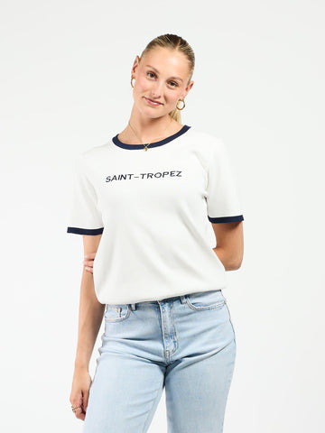 Saint-Tropez top | White with navy | Tall