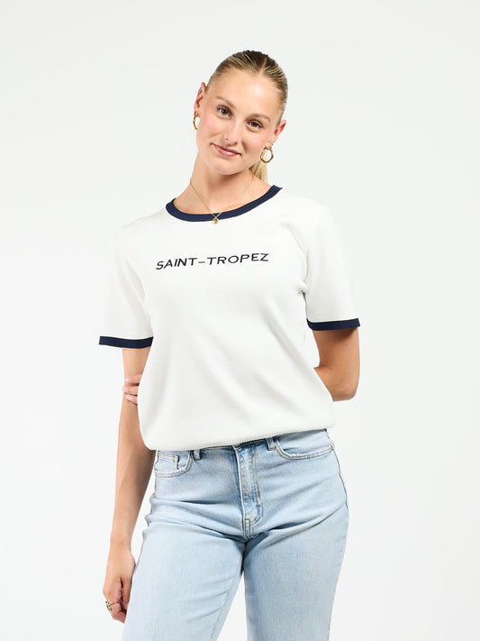 Saint-Tropez top | White with navy | Tall