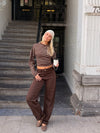 Sanna Tee | Dark brown striped | Tall