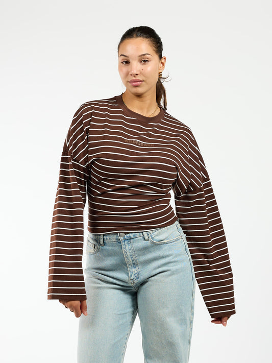 Sanna Tee | Dark brown striped | Tall