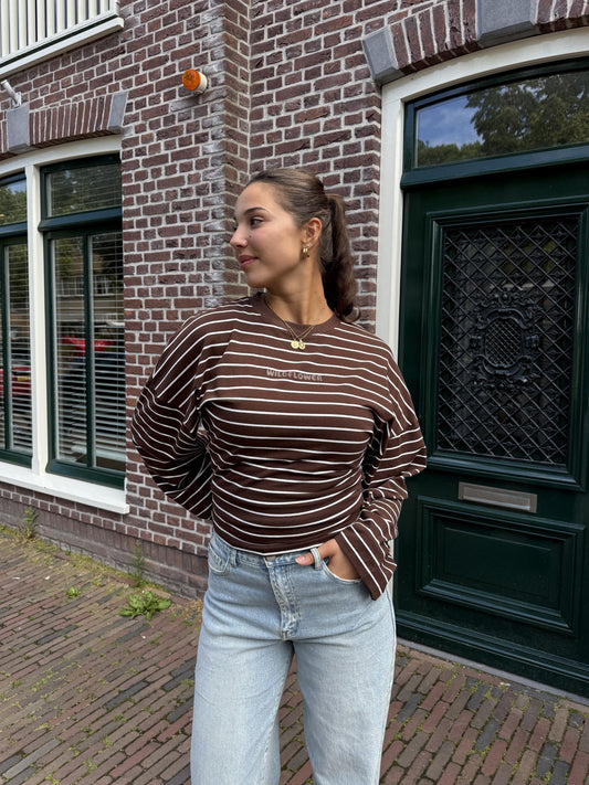 Sanna Tee | Dark brown striped | Tall