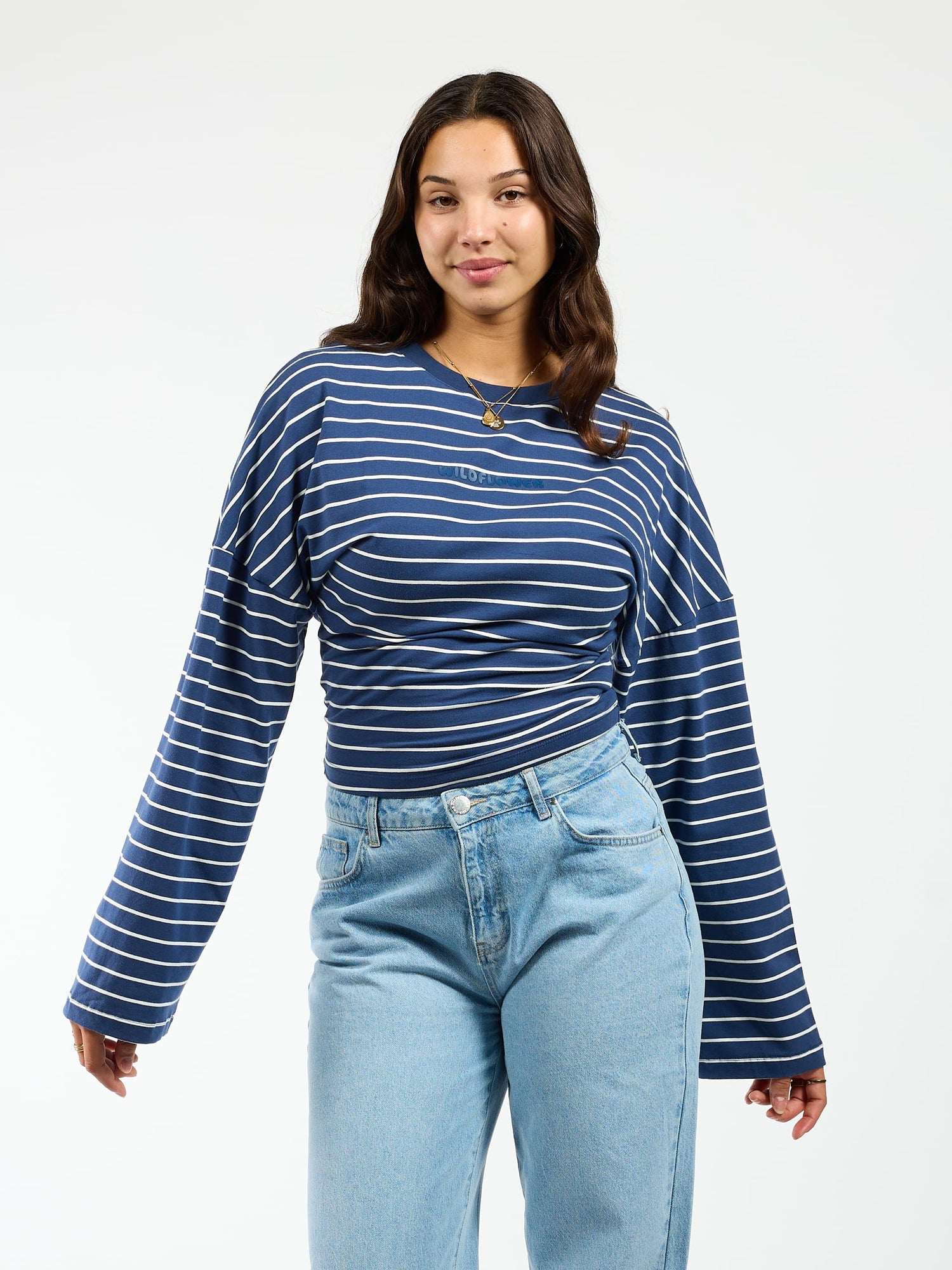 Sanna Tee | Navy striped | Tall