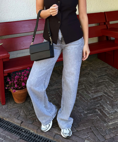 Sassy | Super Wide Leg Jeans | Stretch | Washed Grey | Tall