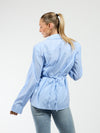Semi-fitted blouse | Blue striped | Tall
