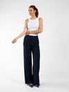 Nova | Wide leg trousers with button | Navy | Tall